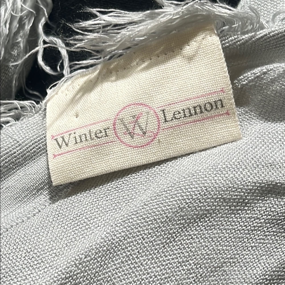 Winter Lennon Silver BOHO Scarf, 80”X 26” - Picture 3 of 11
